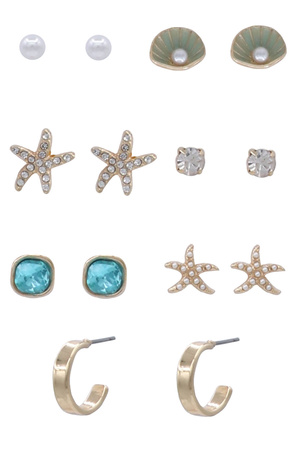 Assorted Starfish Shell Post Earrings
