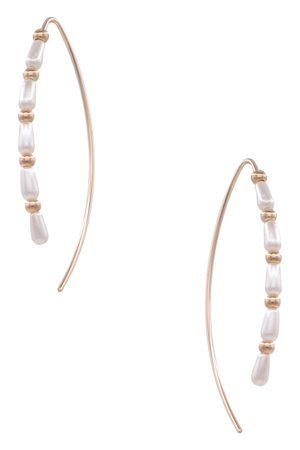 Metal Oval Pearl Wire Threader Earring
