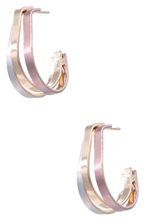 Metal Layered Flat Hoop Earrings