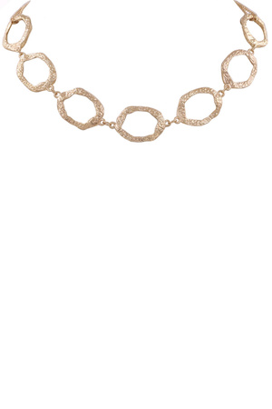 Metal Hammered Round Link Necklace
