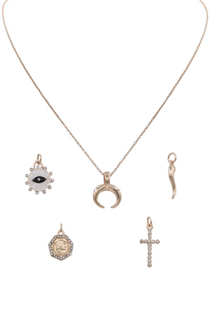 Metal Multi Charm Interchangeable Pendant Necklace