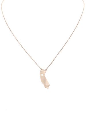 Brass Metal State Charm Pendant Necklace
