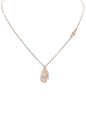 Metal Swirl Hand Evil Eye Pendant Necklace