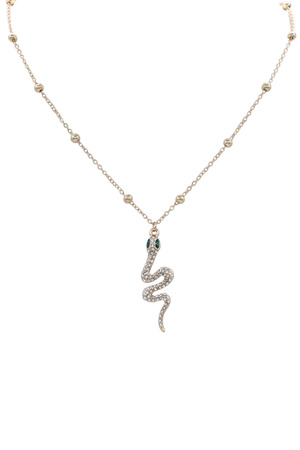 Metal Rhinestone Snake Pendant Necklace