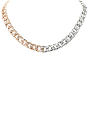 Metal Curb Chain Linked Toggle Necklace