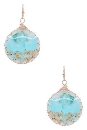 Metal Acrylic Round Dangle Earrings