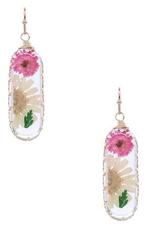 Metal Acrylic Flower Dangle Earrings