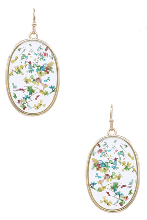 Metal Acrylic Oval Dangle Earrings