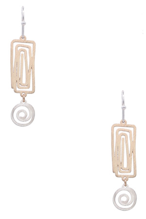 Brass Metal Spiral Dangle Earrings