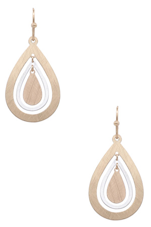 Brass Metal Cutout Teardrop Dangle Earrings
