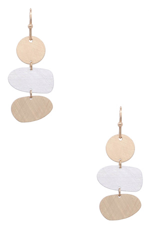 Brass Metal Layered Dangle Earrings
