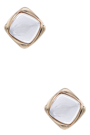 Metal 2-Tone Post Earrings