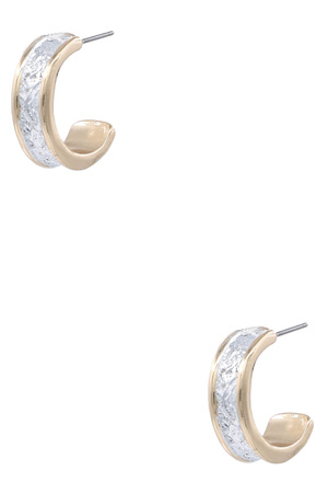 Metal Textured Two Tone Hoop Earrings