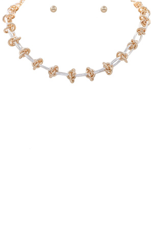 Metal Chain Linked Knot Necklace Set