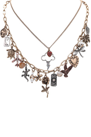 Metal Multi Charm Chain Linked Necklace