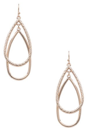 Metal Layered Teardrop Dangle Earrings