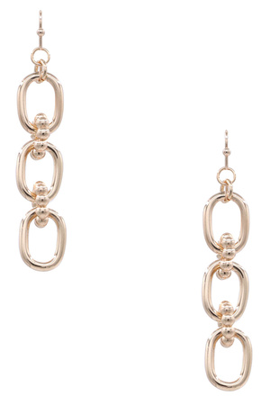 Metal Oval Flower O-Ring Linked Dangle Earrings