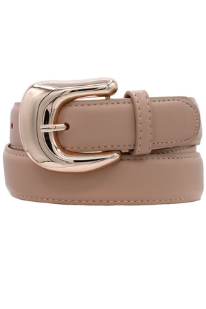 Faux Leather Organic Curve U Buckle Belt
