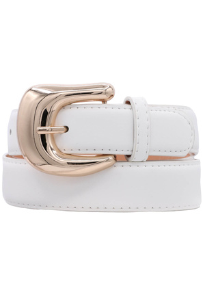 Faux Leather Organic Curve U Buckle Belt