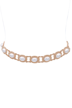 Metal Vintage Pearl Link Chain Belt