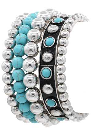 Western Turquoise Bubble Layered Stretch Bracelet