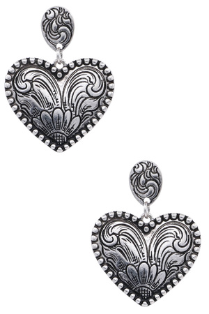 Western Heart Etched Post Earrings