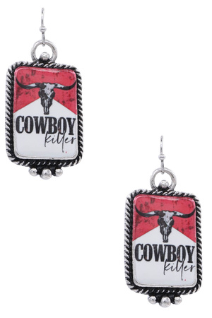 Metal Western Cowboy Killer Dangle Earrings