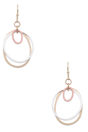 Brass Metal Layered Dangle Earrings