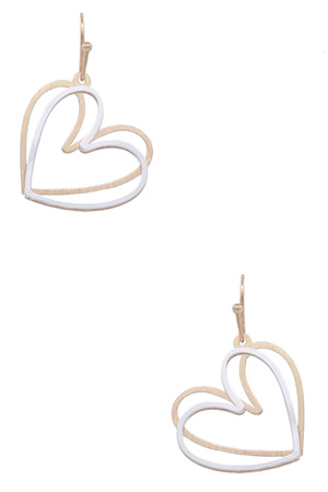 Brass Metal Layered  Heart Dangle Earrings