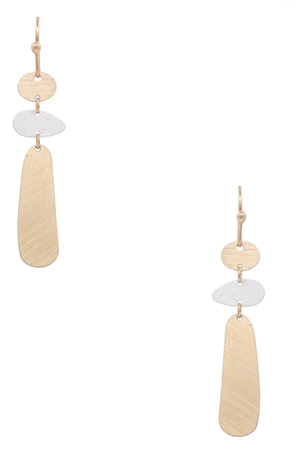 Brass Metal Layered Dangle Earrings