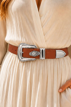 Rope Trimmed Metal Concho Stap Western Belt