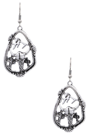 Metal Longhorn Dangle Earrings