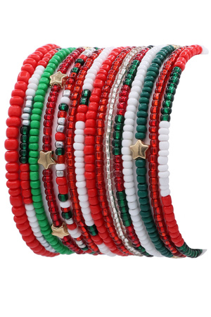 Seed Beaded Star Layered Stretch Bracelet Set
