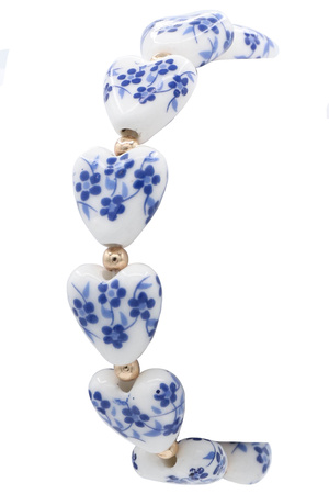 Ceramic Flower Vintage Heart Stretch Bracelet