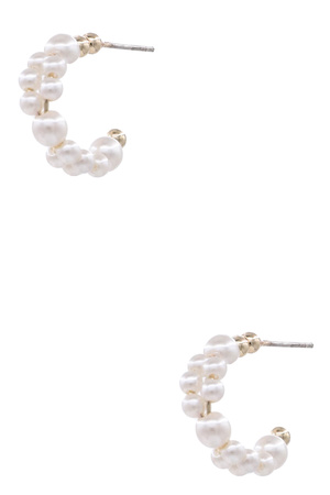 Cream Pearl Sterling Silver Hoop Earrings