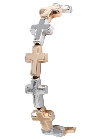 Metal CCB Cross Station Stretch Bracelet