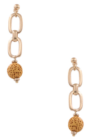 Pumice Stone Beaded Chain Linked Dangle Earrings