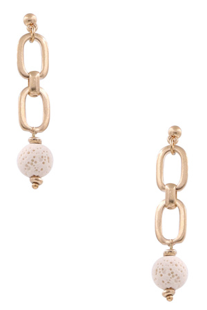 Pumice Stone Beaded Chain Linked Dangle Earrings