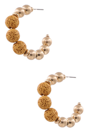Pumice Stone Opened Hoop Earrings