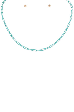 Matte Chain Linked Necklace Set