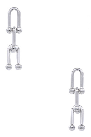 Metal 'U' Ball Chain Linked Drop Earrings
