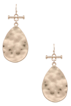 Metal Hammered Teardrop Dangle Earrings