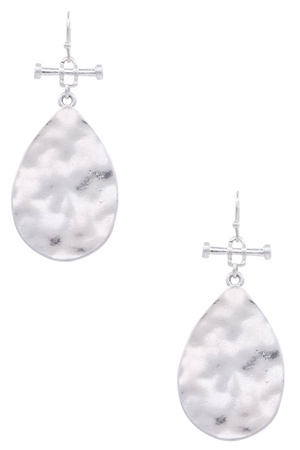 Metal Hammered Teardrop Dangle Earrings
