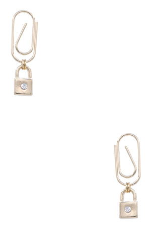 Metal Paperclip Lock Drop Earrings