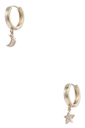 Metal Crescent/ Star Huggie Earrings