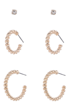 Metal Assorted Twisted Hoop Earring Set