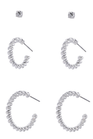 Metal Assorted Twisted Hoop Earring Set