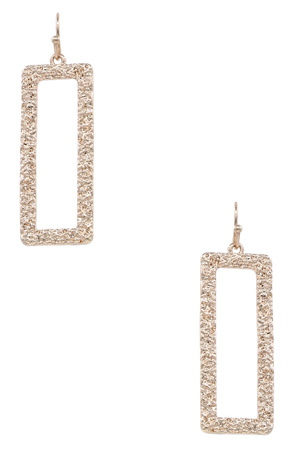 Metal Rectangle Textured Dangle Earrings