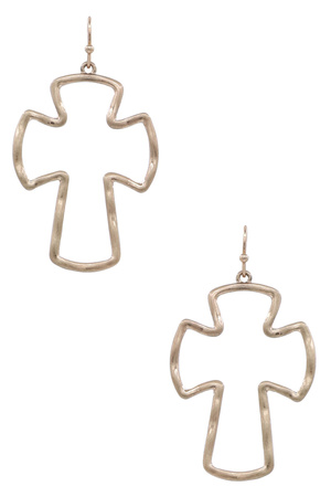 Metal Cutout Cross Drop Earrings