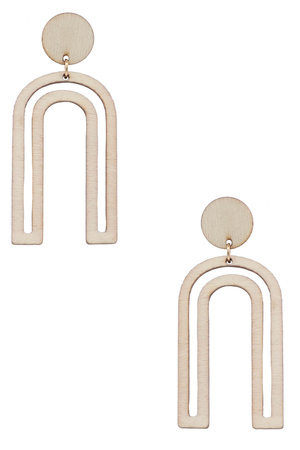 Wood 'U' Drop Earrings